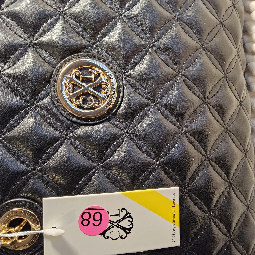 New Christian Lacroix Luxe Black Quilted Satchel